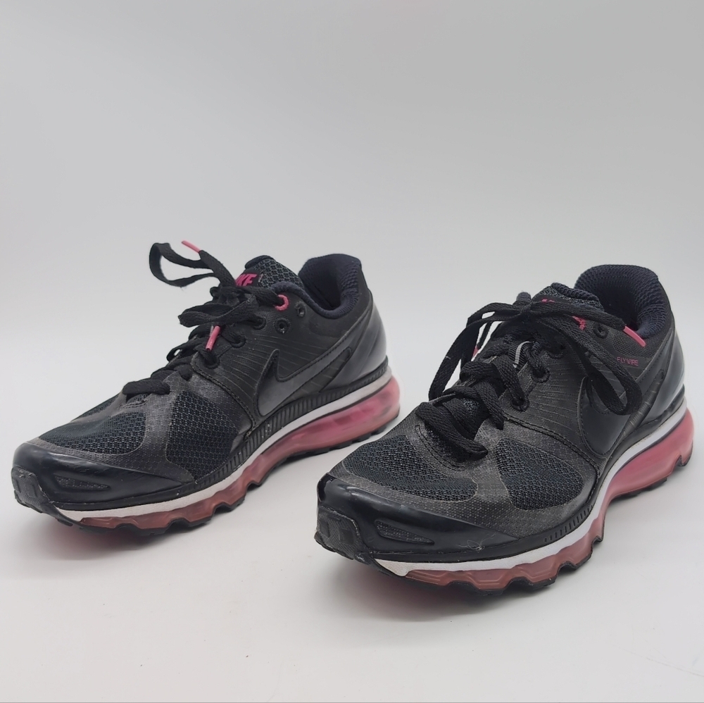 Nike Women’s Sz 9.5 Black Wineberry Pink Air Max Flywire Running Sneakers